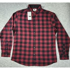 Plaid Slim Fit Long Sleeve Button Down Collar Shirt Mens Size XL